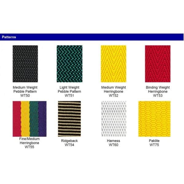 UV stabilised polypropylene webbing colour card
